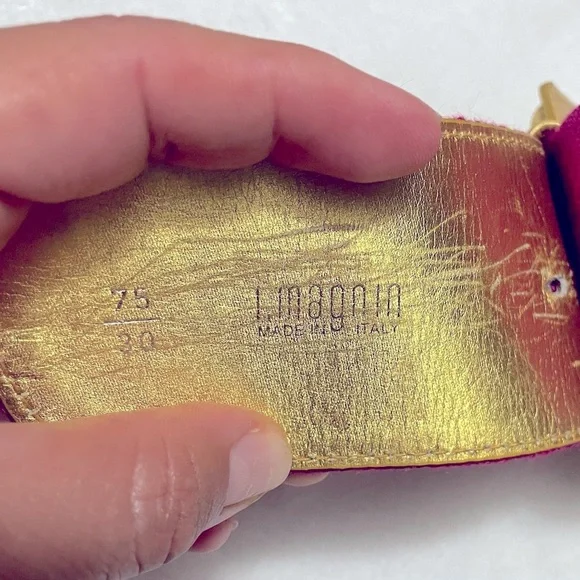 Vintage I. MAGNIN Fuchsia gold Studded belt Made In Italy - Picture 4 of 4